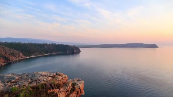 Russia Lake Baikal Olkhon Island Small Sea Bay Cape Ulan — Stock Video