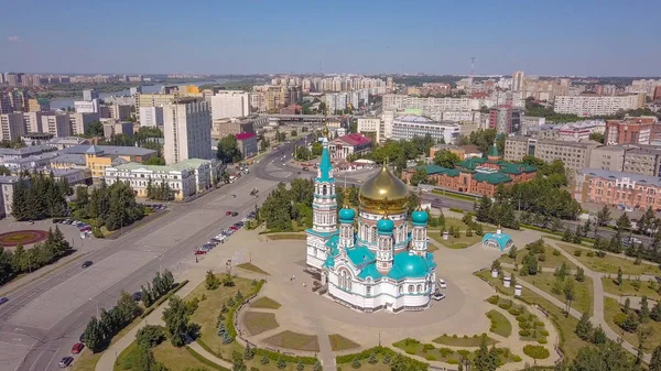 Catedral Asunción Santísima Virgen María Vistas Panorámicas Ciudad Omsk Rusia —  Fotos de Stock