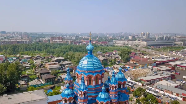 Russia, Irkutsk. Church of the Icon of the Mother of God of Kazan in Craft Sloboda. Orthodox church, Protestant church, From Dron