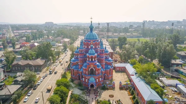 Russia, Irkutsk. Church of the Icon of the Mother of God of Kazan in Craft Sloboda. Orthodox church, Protestant church, From Dron