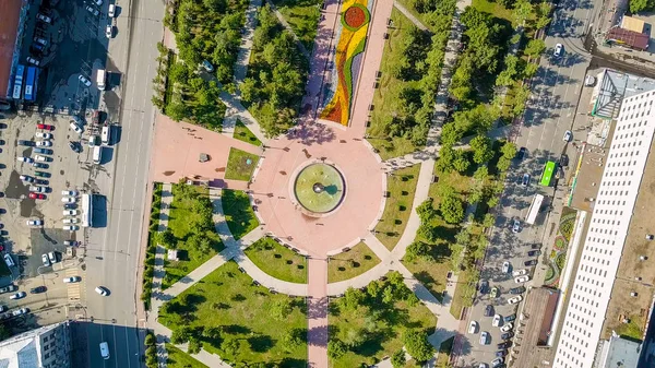 Россия Иркутск Площадь Имени Кирова Fountain Dron — стоковое фото