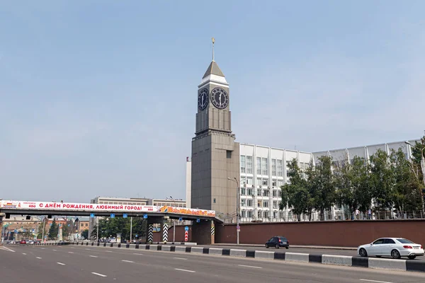 Russia Krasnoyarsk July 2018 City Clock Tower Krasnoyarsk City Administration — Stock Photo, Image