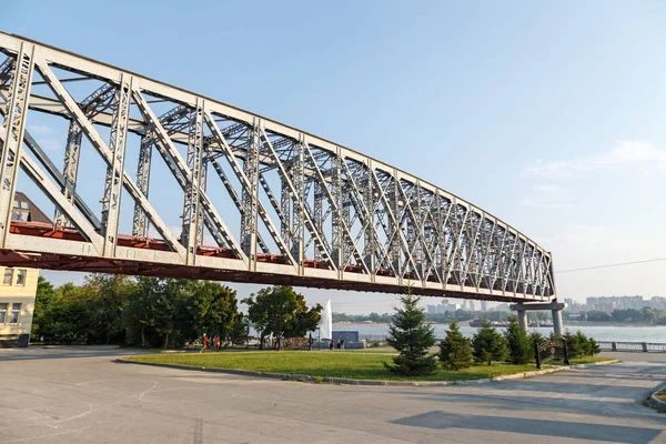 Oroszország Novoszibirszk Vasúti Híd Első Vasúti Híd Folyó Töredéke — Stock Fotó