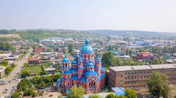 Russia, Irkutsk. Church of the Icon of the Mother of God of Kazan in Craft Sloboda. Orthodox church, Protestant church, From Dron