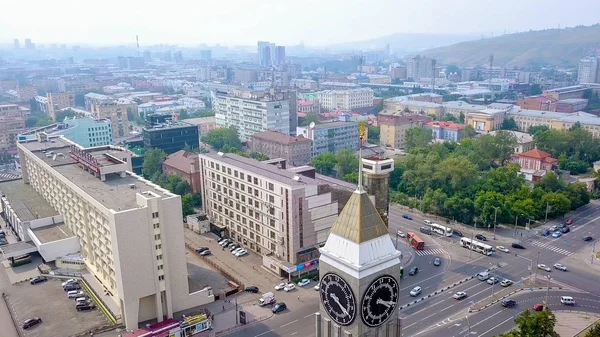 Rusko Krasnojarsk Července 2018 Městské Hodiny Divadelní Náměstí Městská Správa — Stock fotografie