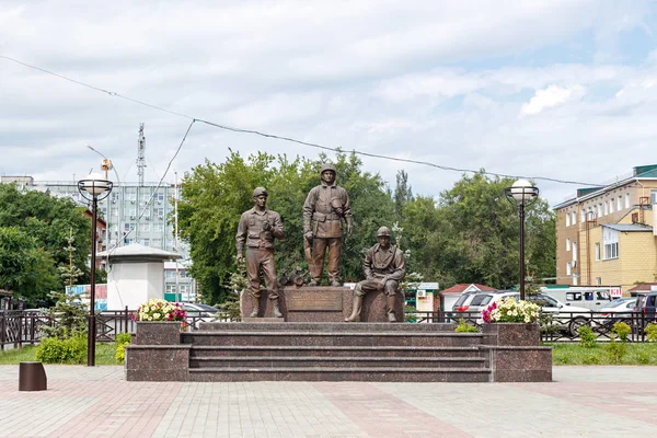 Rússia Kemerovo Julho 2018 Monumento Aos Bombeiros Socorristas Kuzbass — Fotografia de Stock