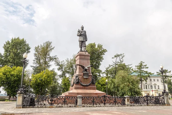俄罗斯 伊尔库茨克 2018年7月25日 亚历山大三世纪念碑 全俄皇帝 波兰国王和芬兰王子 — 图库照片