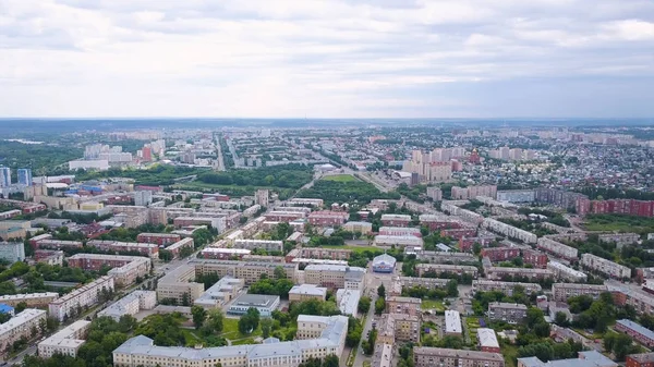 Panorama Cidade Partir Uma Vista Panorâmica Kemerovo Rússia Dron — Fotografia de Stock