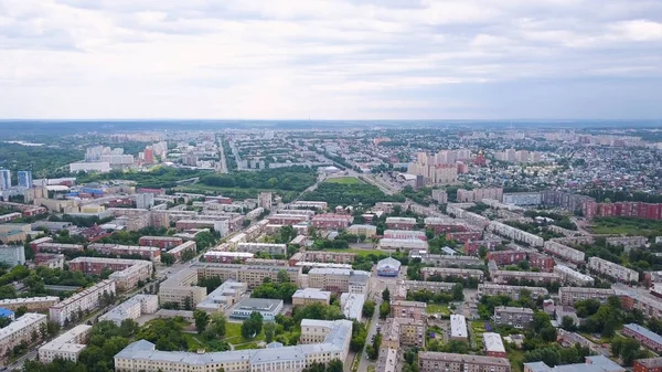 Panorama Della Città Una Vista Volo Uccello Kemerovo Russia Dron — Foto Stock