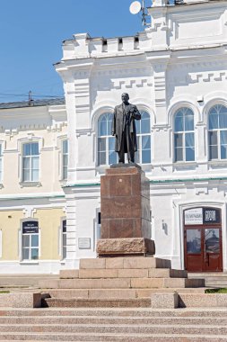 Rusya, Omsk - 17 Temmuz 2018: V. ı. Lenin Anıt Müzesi Caddesi üzerinde inşa