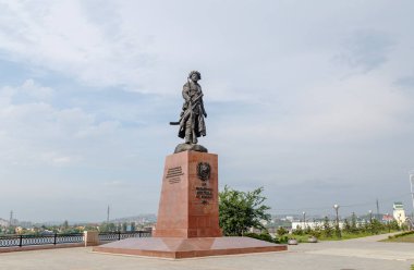 Rusya, Irkutsk - 25 Temmuz 2018: Irkutsk kurucuları anıt