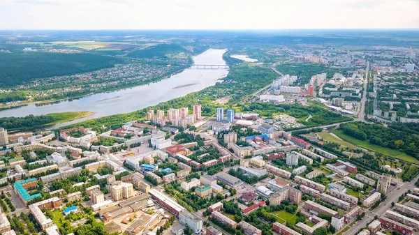 Panorama City Bird Eye View Kemerovo Russia Dron — Stock Photo, Image