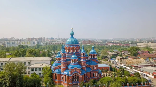 Russia, Irkutsk. Church of the Icon of the Mother of God of Kazan in Craft Sloboda. Orthodox church, Protestant church, From Dron