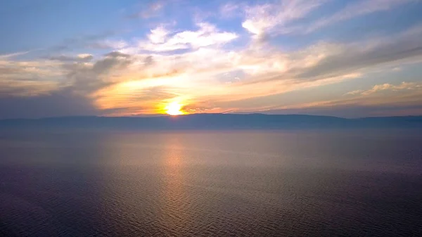 Russia Lago Baikal Isola Olkhon Tramonto Sulla Piccola Baia Del — Foto Stock