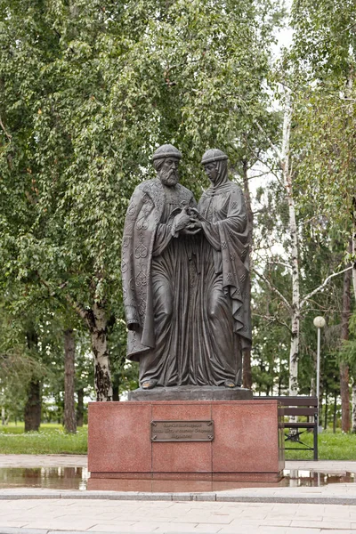 Russia Irkutsk Luglio 2018 Monumento Santi Pietro Fevronia Murom — Foto Stock