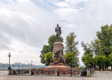 Rusya, Irkutsk - 25 Temmuz 2018: Anıt Alexander III. Tüm Rusya İmparatoru, Polonya kralı ve Grand Prince, Finlandiya