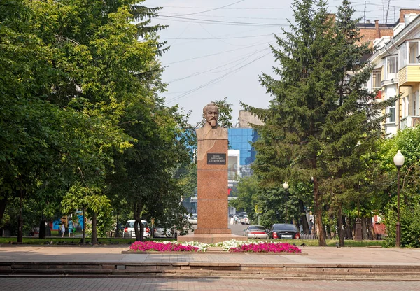Rusia Krasnoyarsk Julio 2018 Busto Felix Dzerzhinsky Instala Calle Dzerzhinsky —  Fotos de Stock