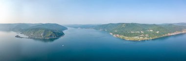 Rusya, Angara Nehri başlangıcı. Deniz baykal. Panoramik havadan görünümü