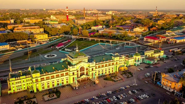 Rusia Omsk Julio 2018 Estación Central Tren Ciudad Omsk Edificio — Foto de Stock