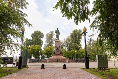 Rusya, Irkutsk - 25 Temmuz 2018: Anıt Alexander III. Tüm Rusya İmparatoru, Polonya kralı ve Grand Prince, Finlandiya