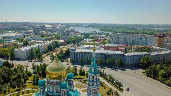 Catedral Asunción Santísima Virgen María Vistas Panorámicas Ciudad Omsk Rusia — Foto de Stock