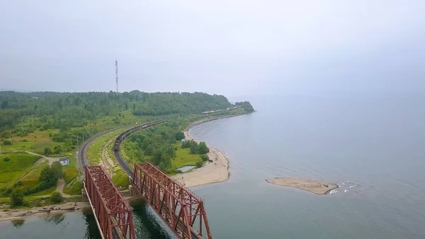 Ρωσία Baikal Trans Siberian Railway Στην Ακτή Της Λίμνης Baikal — Φωτογραφία Αρχείου