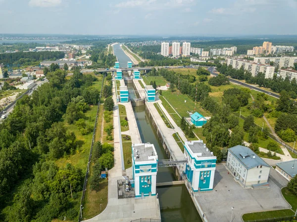 Ryssland Novosibirsk Juli 2018 Novosibirsk Frakt Gateway Floden Novosibirsk Reservoaren — Stockfoto