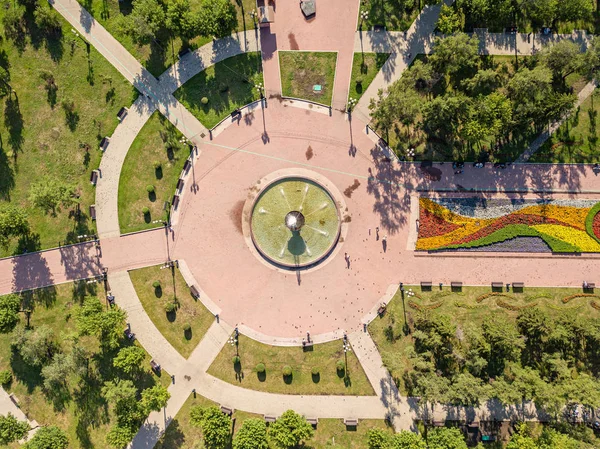 Russia Irkutsk Fountain Kalinin Square Top View Aerial Photo Hend — Stock Photo, Image