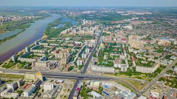 Панорамним Видом Місто Омськ Росія Від Dron — стокове фото
