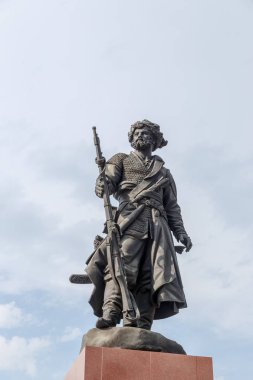 Rusya, Irkutsk - 25 Temmuz 2018: Irkutsk kurucuları anıt