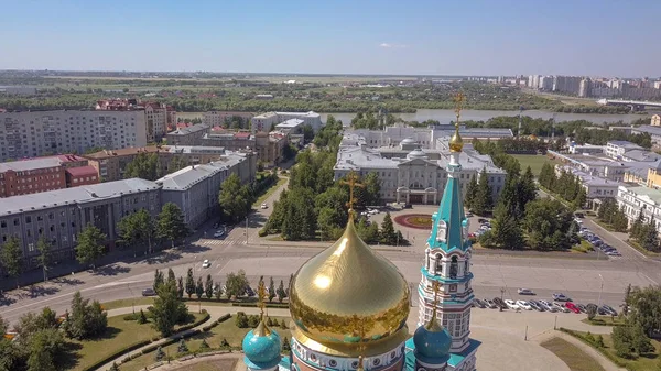 Catedral Asunción Santísima Virgen María Vistas Panorámicas Ciudad Omsk Rusia —  Fotos de Stock