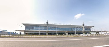 Rusya, Krasnoyarsk - 23 Temmuz 2018: Bina Krustoyarsk Uluslararası Havalimanı