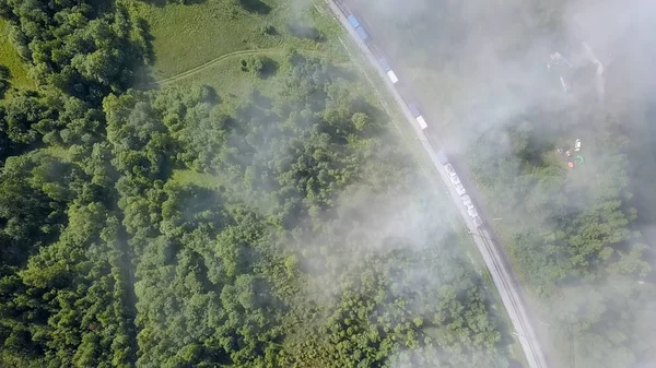 Tren Viaja Tren Bajo Las Nubes Largo Costa Transibir Ferrocarril — Foto de Stock