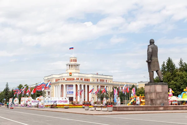 Росія Кемерово Липня 2018 Радянського Площі Пам Ятник Леніну Адміністрації — стокове фото