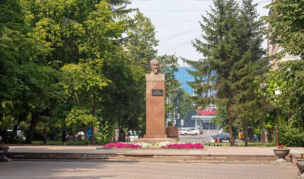 Ρωσία Κρασνογιάρσκ Ιουλίου 2018 Την Προτομή Του Felix Dzerzhinsky Εγκαθίσταται — Φωτογραφία Αρχείου