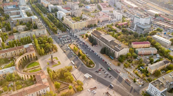 Volgograd Zachodzie Słońca Plac Lenina Rosja — Zdjęcie stockowe