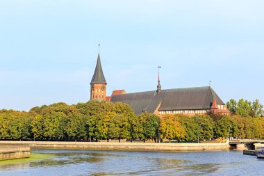 Rusya, Kaliningrad. Kliningrad Katedrali Kant Adası üzerinde Kaliningrad şehir merkezi parçası