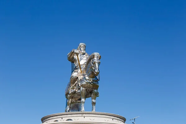 Mongólia Ulaanbaatar Agosto 2018 Estátua Equestre Genghis Khan Clima Ensolarado — Fotografia de Stock