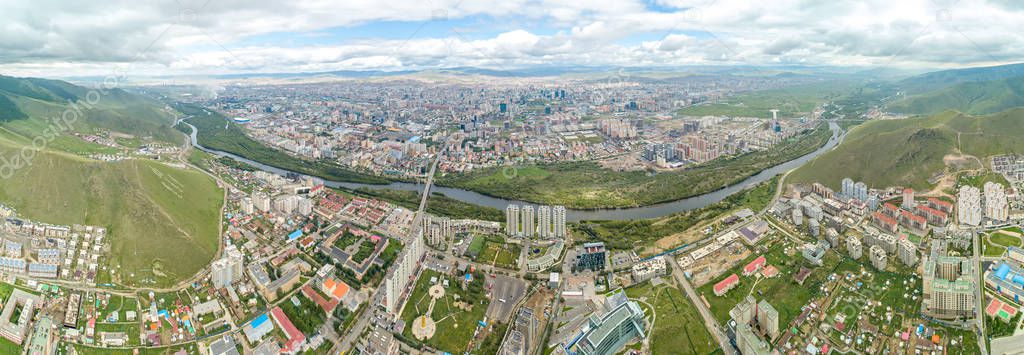 Mongolia, Ulaanbaatar. Panarama is the capital of Mongolia, the city of Ulaanbaatar. Aerial Photography