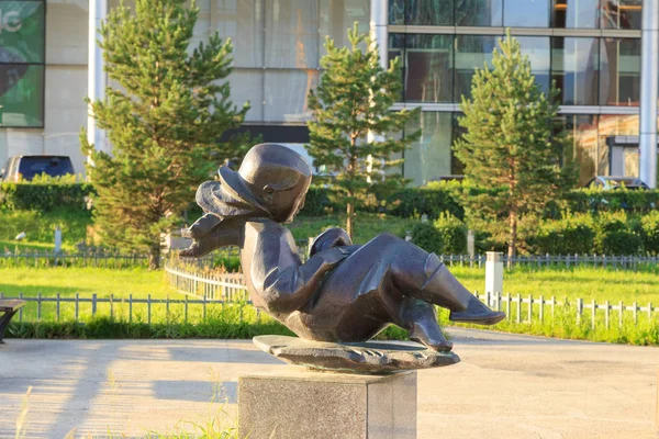 Mongolie Oulan Bator Août 2018 Jouer Les Enfants Monument Est — Photo