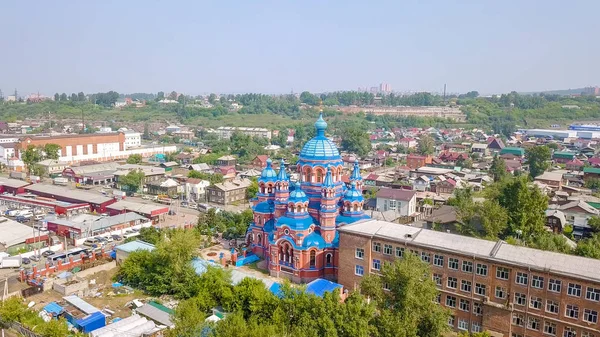 Russia, Irkutsk. Church of the Icon of the Mother of God of Kazan in Craft Sloboda. Orthodox church, Protestant church, From Dron