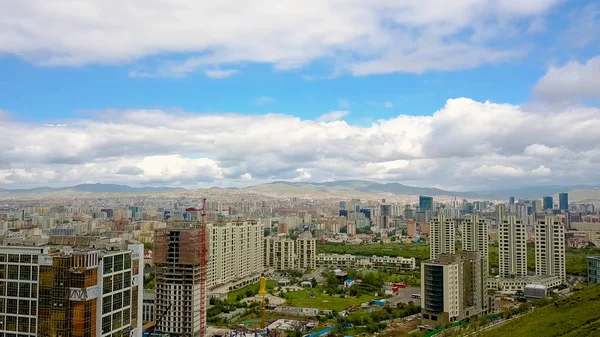 Mongólia Panorama Ulaanbaatar Cidade Uma Visão Olho Pássaro Tempo Nublado — Fotografia de Stock