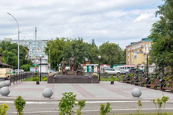 Rusia Kemerovo Julio 2018 Monumento Los Bomberos Salvadores Kuzbass — Foto de Stock