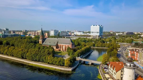 Vista Aérea Del Centro Histórico Kaliningrado Vista Isla Kant Catedral —  Fotos de Stock