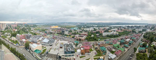 俄罗斯 伊尔库茨克 2018年7月26日 130 四分之一的俄罗斯木结构建筑 航空摄影 — 图库照片