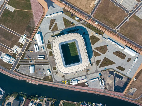 俄罗斯加里宁格勒 2018年9月20日 从体育场顶部的鸟图 加里宁格勒 建造于2018年专门为2018年世界杯的比赛 头部过镜头 — 图库照片