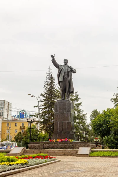 Russland Irkutsk Juli 2018 Denkmal Lenin Der Kreuzung Von Karl — Stockfoto