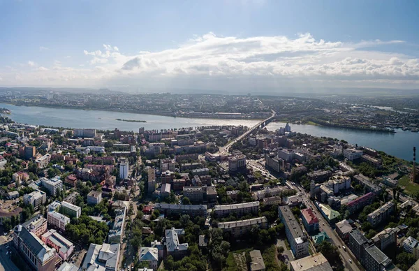 Rússia Irkutsk Julho 2018 Vista Panorâmica Cidade Irkutsk Fotografia Aérea — Fotografia de Stock