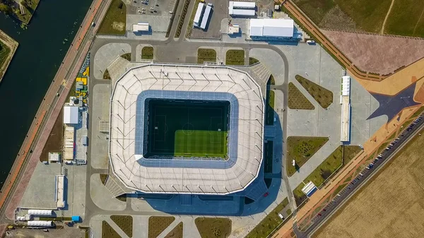 Rússia Kaliningrado Setembro 2018 Vista Aérea Topo Estádio Kaliningrado Construído — Fotografia de Stock