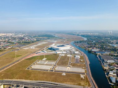 Rusya. Kaliningrad Panoraması havadan. Stadyum görünümü